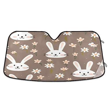 Imagem de Cobertura de para-brisa de coelho marrom, proteção solar para janela de carro, persiana para carro, caminhão, SUV, acessórios de janela de carro