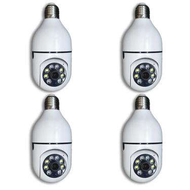 Imagem de Kit 4 Camera Ip Segurança Lampada Panoramica Rastreio Wifi Espia - IP 