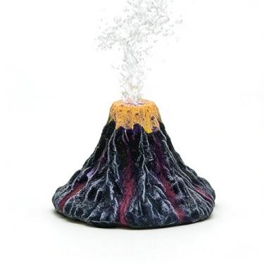 Imagem de Alaviitsi Conjunto de pedras de decoração de bolhas de aquário, conjunto de bolhas de vulcão - decoração de aquário com tubos, acessórios para enfeites de aquário de peixes de vulcão