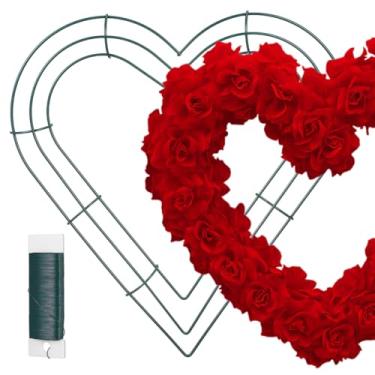 Imagem de Cabilock 1 conjunto de moldura de guirlanda em forma de coração com arame de 35 m, argola floral de guirlanda de metal para decoração de casa, decorações de festa de casamento, Natal e dia dos