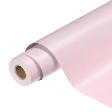 Imagem de HARFINGTON Papel de parede de PVC 40 cm x 500 cm à prova d'água autoadesivo decorativo de contato papel de embrulho de vinil fosco removível para móveis de cozinha, quarto, armário, rosa
