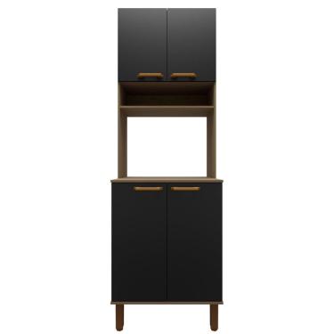 Imagem de Armário De Cozinha Multiuso ágata 60cm 4 Porta Bartira Avena Com Grafite