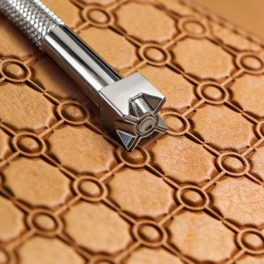 Imagem de Crosshair Circle Carimbo de couro quadrado geométrico ferramenta de estampagem 304 Carimbos de couro profissional de aço para artesanato faça você mesmo trabalho