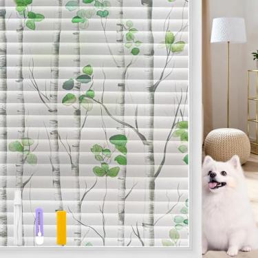 Imagem de Countewol Película de vidro para janela de privacidade para persianas, película de vidro com aderência estática sem cola, adesivo de janela anti-UV para banheiro, quarto, sala de estar (quebrado, 17,5