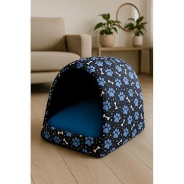 Imagem de Cama Iglu para Cachorro e Gato em Tecido Oxford com Zíper Lavável – Casinha Pet Confortável e Aconchegante(Azul,P)