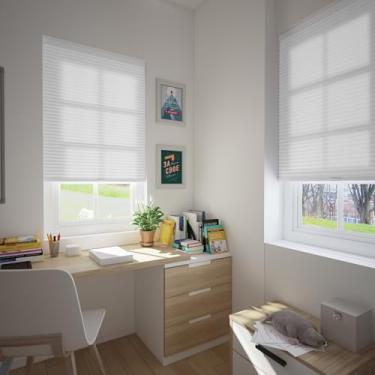 Imagem de Changshade Cortinas celulares com filtragem de luz sem fio para portas internas de janelas, persianas de colmeia com isolamento térmico, acordeão de 3,9 cm para casa, quarto, banheiro, berçário, 58 cm