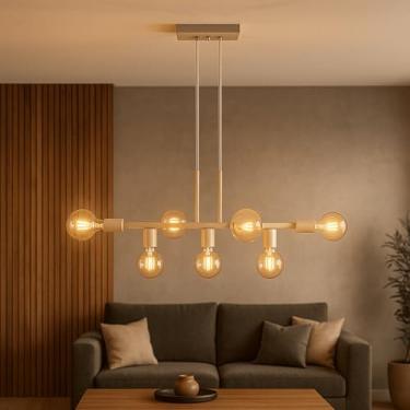 Imagem de Pendente Rubis 7 Lâmpadas 68cm Industrial (Bege)