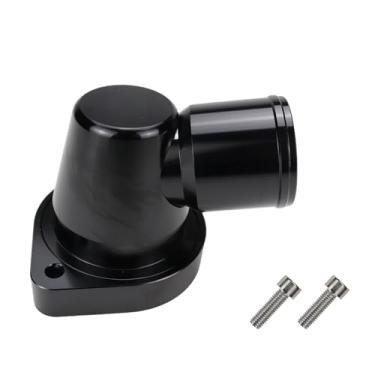 Imagem de Carcaças giratórias de termostato billet pescoço de água 90 3.8 cm compatível com motor GM LS LS1 LS2 LS3 preto