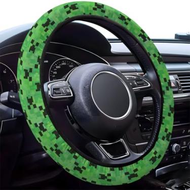 Imagem de GENANY Capa de volante padrão de jogo, aderência de roda de neoprene antiderrapante, protetor de roda de motorista respirável, acessórios de carro que absorvem o suor, presentes, decoração