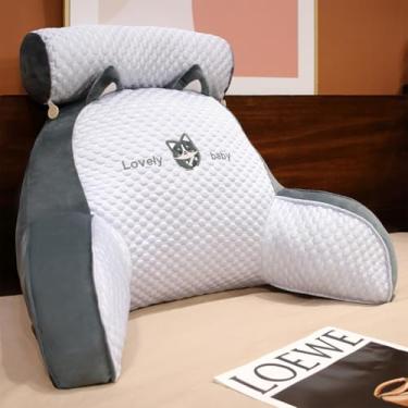 Imagem de CYTJHMD Travesseiro de leitura grande para sentar na cama removível rolo de pescoço com braços grande descanso de cama travesseiro para sentar na cama assistindo TV, cachorro, 70 x 50 cm