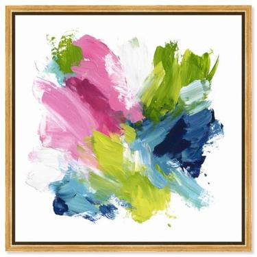 Imagem de Arte de parede para sala de estar com impressão em tela Happy Jumble II por Art Remedy, moldura dourada, 50 x 50 cm