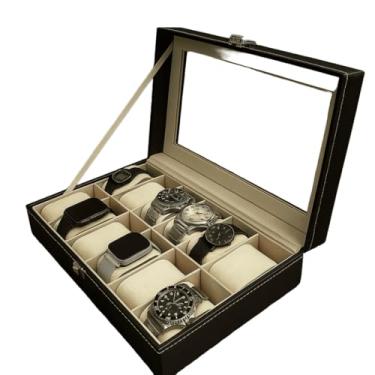 Imagem de Porta Relógio Maleta Caixa Organizadora Estojo Para Guardar Relógios Organizador Couro 12 Nichos, Ideal para e Aniversário(2 Unidade (12 nicho))