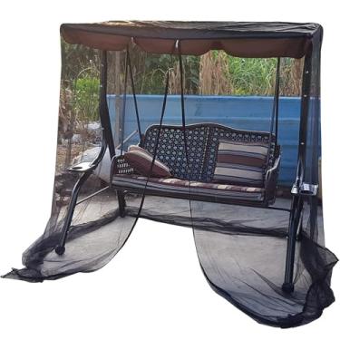 Imagem de CYTJHMD Mosquiteiro giratório para pátio, rede mosquiteira para cadeira de balanço ao ar livre com abertura de zíper, rede mosquiteira de malha para assento de balanço de 2 3 lugares, preto, 125 x 155