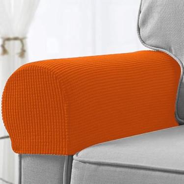 Imagem de Conjunto de 2 capas de descanso de braço, capas elásticas de poliéster macio, protetor de móveis antiderrapantes para cadeira, sofá, sofá, laranja