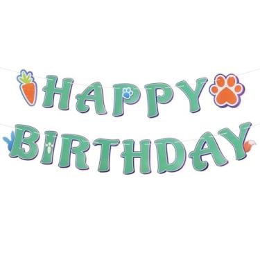 Imagem de Animal Happy Birthday Banner, Pré-Enfiado Decorações Festa Aniversário Fofo Pegada Cenoura Coelho Raposa Tema Guirlanda de Parede para Crianças Selva Safari Aniversários Festa