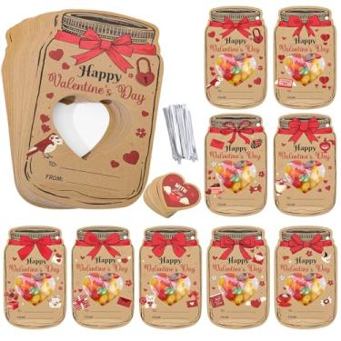 Imagem de Thboxes Cartões de Dia dos Namorados para Escola Infantil, Pacote com 36 Potes de Doces Conjunto de Cartões de Dia dos Namorados com Sacos de Presente de Troca de Aula para Meninos Meninas Crianças