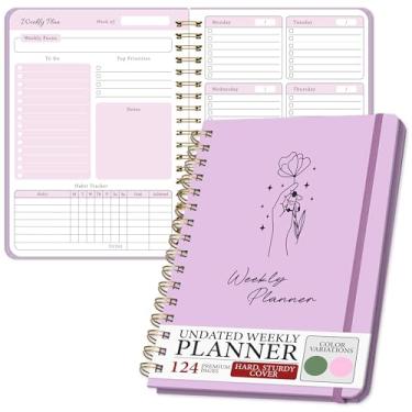 Imagem de Only Zest Agenda semanal sem data — Planejador de objetivos semanais estéticos com anotações, lista de tarefas, rastreador de hábitos | Caderno espiral diário e organizador para trabalho e