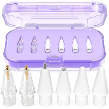 Imagem de AZF Pontas de substituição para Apple Pencil Pro/USB-C/2ª geração/pontas de 1ª geração com caixa de armazenamento, pontas de lápis de substituição de metal resistente ao desgaste para acessórios iPad