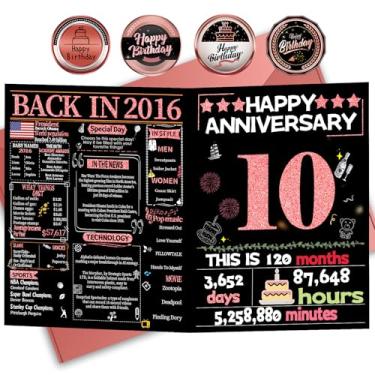 Imagem de Joycard Cartão de aniversário de 10 anos para mulheres, cartão de casamento de lata para esposa, presentes de decorações de casamento doces para casal, perfeito para ela no dia do aniversário, em 2016
