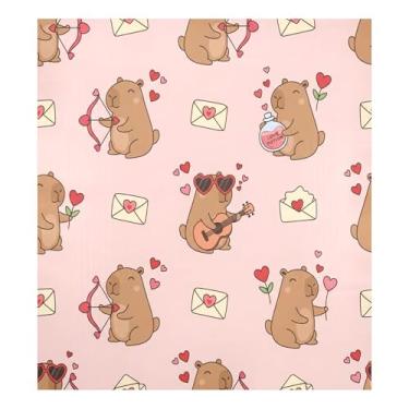 Imagem de Blueangle Capa magnética para lava-louças de capivaras de desenho dos namorados, decoração da capa frontal da máquina de lavar louça, adesivos de eletrodomésticos, adesivos de eletrodomésticos, 58 cm