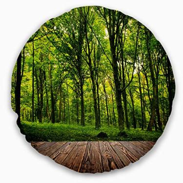 Imagem de Designart Floresta Verde com Paisagem de Madeira Densa, Sala de Estar, Sofá, Almofada de Alta Qualidade + Capa de Almofada Impressa em ambos os lados 40 cm