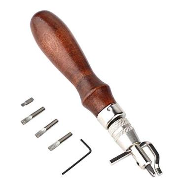 Imagem de ZJchao Ferramenta Multifuncional de Corte de Ranhura de Couro 5 Em 1 Ferramenta Profissional de Artesanato de Couro para Cinto Carteira Bolsa para Fabricação de Cabo de Madeira