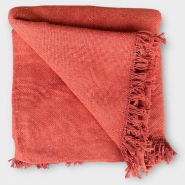 Imagem de Manta para Sofá Decorativa 2,10x1,20m em Algodão – Protetora para Sala 2 ou 3 Lugares(Terracota)