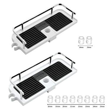 Imagem de Bandeja de Chuveiro Banheiro Chefão Vara Suporte Economizando Espaço Multifuncional Sem Furo Organizador Sabão e Shampoo Cesto