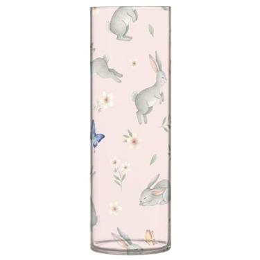 Imagem de CEBUGI Vaso de flor borboleta coelho 10 x 30 cm, vaso cilíndrico para flores, vaso transparente inquebrável para festa de casamento, decoração de casa