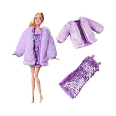 Imagem de Vestido Fashion Para Boneca Barbie, Conjunto De Inverno Com Saia, Suét