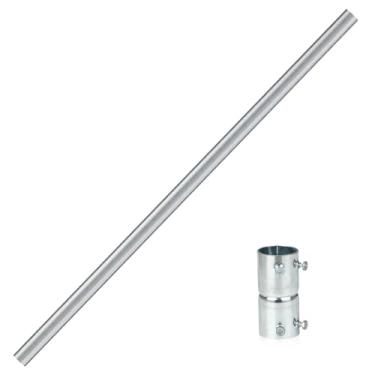 Imagem de Mastro de antena mastro de 0,9 m com anel de conexão - Antenas externas de aço galvanizado, amplificador de sinal de estação meteorológica (3,2 cm x 3 pés de extensão)