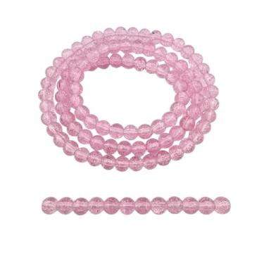 Imagem de DandS ltd Contas de vidro Crackle Lampwork para fabricação de joias, quartzo rosa, pulseiras vibrantes, colares, brincos, suprimentos de miçangas e kits de artesanato para joias artesanais, 80 peças