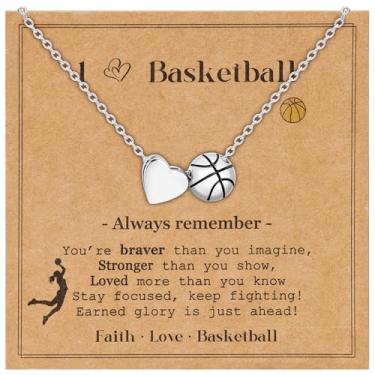 Imagem de AFSITNIG Colar de vôlei, futebol, softbol, basquete, futebol, tênis, pickleball, presentes para meninas, adolescentes, mulheres, acessórios esportivos, pingente, joias, Natal, aniversário, presentes