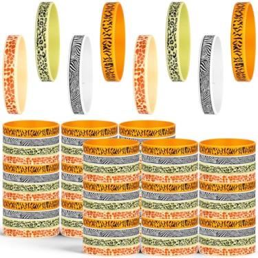 Imagem de 36 peças de pulseiras de borracha com estampa animal pulseiras de silicone safári tema animal pulseira de borracha à prova d'água para selva lembrancinhas de festa de aniversário bolsa de suprimentos prêmio de sala de aula, Borracha Silicone
