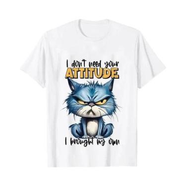 Imagem de Camiseta Feminina Sarcástica Com Gato Enfadonho, Camiseta Engraçada Pa
