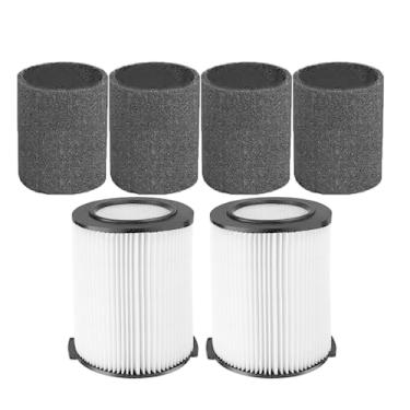Imagem de Pacote com 2 filtros vf4000 para aspirador de pó Ridgid Shop Vac 5-20 galões úmido/seco, também adequado para aspirador Husky de 6 a 9 galões, com 4 capas de espuma