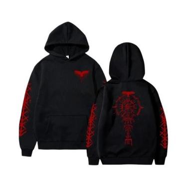 Imagem de Moletom Masculino Com Estampa De Corvo Viking, Casual, Esportivo, De A