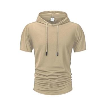 Imagem de Camiseta Masculina De Verão Leve Com Capuz, Casual, Solta, Manga Curta