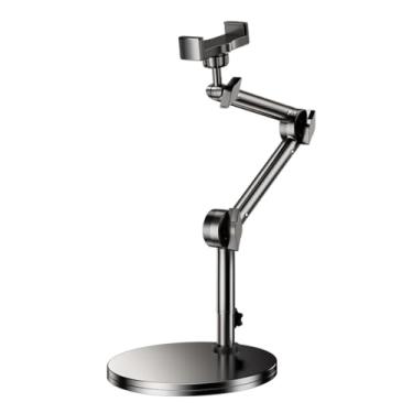 Imagem de GOAKICHGO Suporte aéreo de alumínio resistente para gravação de vídeo, tripé ajustável para iPhone para fotos aéreas, suporte de câmera de telefone de mesa para cozinhar, técnica de unhas, filmagem