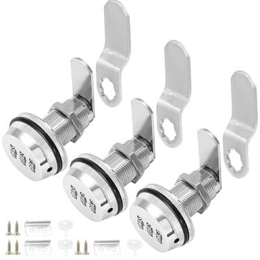Imagem de Viiwahol Fechadura de armário com combinação de números, trava de câmera combo de 3,5 cm para armário/armário de arquivos, fechadura de gaveta de mesa sem chave (pacote com 3)