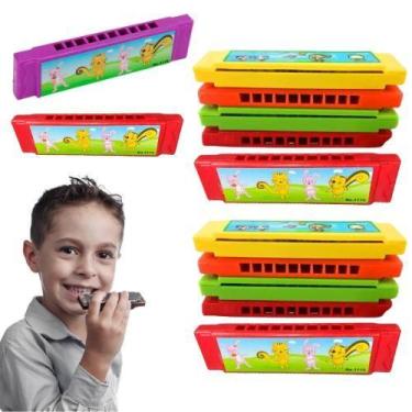 Imagem de Kit 50 Gaita Infantil Iniciantes Brinquedo Sopro Educacional Prenda De