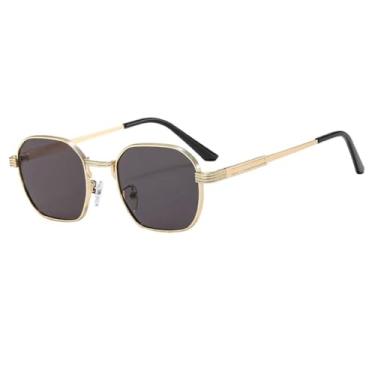 Imagem de HPIRME Óculos retrô femininos com lentes degradê, armação de metal, multicoloridos, estilo punk, proteção UV400 (dourado e preto).