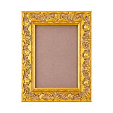 Imagem de ArtXO Porta-retratos 12 x 17 cm, vintage, dourado, 12 x 18 cm, para pendurar na parede ou na mesa, molduras ornamentadas de madeira para impressão de arte de parede, diploma
