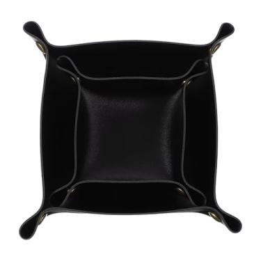 Imagem de AKEIE Bandeja de couro de poliuretano premium com manobrista portátil, mesa de entrada, mesa de cabeceira, organizador de pratos de viagem para chaves de telefone, carteira, relógio, moeda, 2 peças