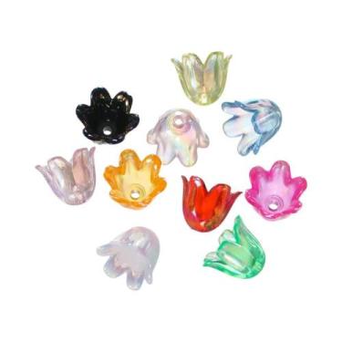 Imagem de Tampas De Pérolas Acrílicas Coloridas Em Forma De Flor De Lírio, 50 a 