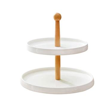 Imagem de Suporte de bolo, suporte de prato de frutas, mesa de sobremesa de estilo europeu, prato de refresco de doces, cremalheira criativa de duas camadas, prato de frutas, suporte de cupcake de aniversário