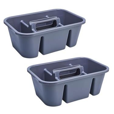 Imagem de MINDFARGE Cesto de chuveiro portátil e resistente, bolsa de chuveiro grande com alça, organizador multiuso para banheiro, dormitório, jardim, ferramenta (cinza, pacote com 2)