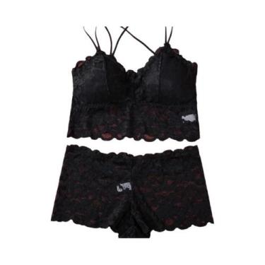 Imagem de Conjunto De Sutiã E Calcinhas De Renda Ultra-fina Sem Arame Para Mulhe