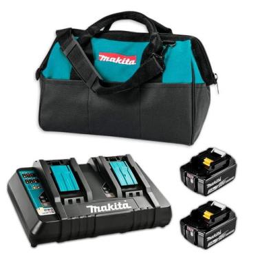 Imagem de Kit Carregador Duplo DC18RD Makita Com Duas Baterias BL1830B Com Bolsa