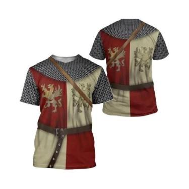 Imagem de Camiseta Masculina Oversized De Verão Com Estampa De Cavaleiro, Estilo